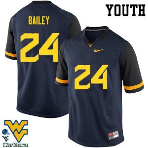 Youth West Virginia Mountaineers NCAA #24 Hakeem Bailey Navy Authentic Nike Stitched College Football Jersey JS15T32MH